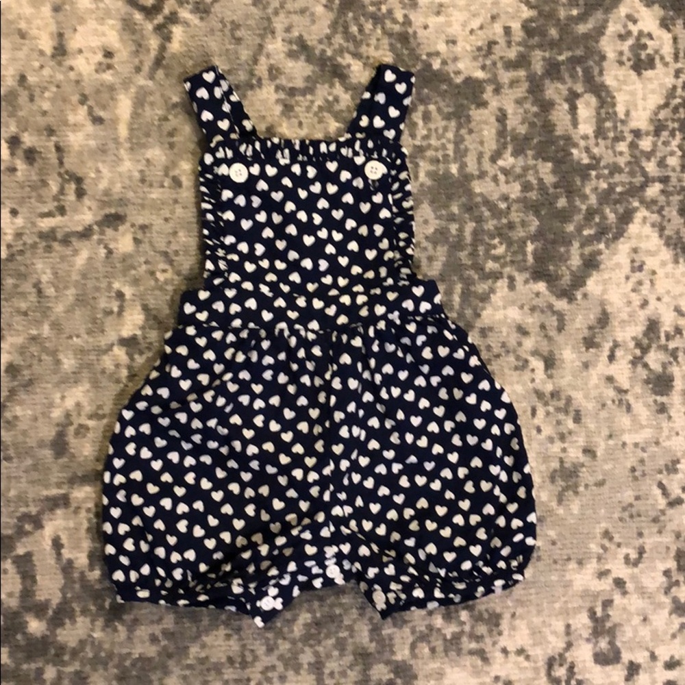 Rachel Riley Navy Cotton Hearts Playsuit, 18M